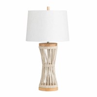30" Natural Rope Wood Table Lamp