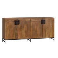 76" Brown Four Door Four Drawer Credenza