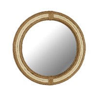 36" Round Brown and White Coastal Rope Mirror