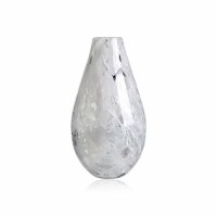 13" White With Black Glass Vase