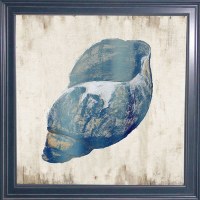 32" Sq Dark Blue Turbo Shell Coastal Gel Framed Print