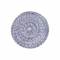 15" Round Navy and White Braid Placemat
