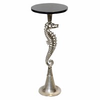 10" Round Silver Seahorse End Table