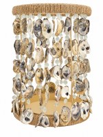 15" Oyster Shell and Glass Bead Lantern