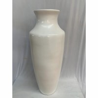 44" Glossy White Ceramic Vase