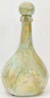 19" Aqua and Gold Glass Bottle With a Topper