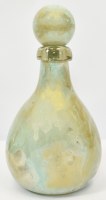 14" Aqua and Gold Glass Bottle With a Topper