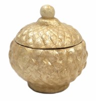 4" Round Gold Capiz Box