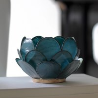 5" Blue Lotus Flower Capiz Votive Candle Holder