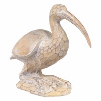 8" Beige and Silver Polyresin Sitting Ibis
