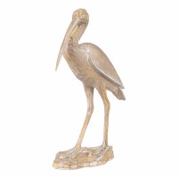 16" Beige and Silver Polyresin Standing Ibis