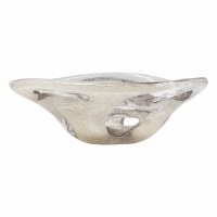 13" Round Clear and Beige Glass Bowl With Holes