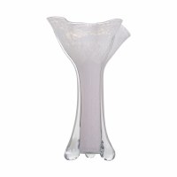 18" White and Clear Glass Vase