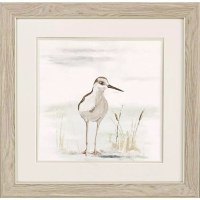 19" Sq One Stilt Bird Framed Coastal Print Under Glass