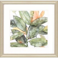 18" Sq Dense Green Leaves Framed Tropical Print Under Glass