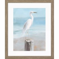 33' x 27" Seaside Egret Framed Coastal Print Under Glass