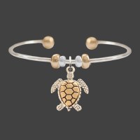 Silver and Gold Toned Sea Turtle Cuff Bracelet