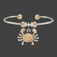 Silver and Gold Toned Crystal Crab Cuff Bracelet