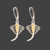 Silver and Gold Toned Stingray Earrings