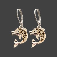 Silver and Gold Toned Dolphin Earrings