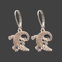 Silver and Gold Toned Alligator Earrings