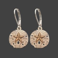 Silver and Gold Toned Sand Dollar Earrings