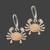 Silver and Gold Toned Crystal Crab Earrings