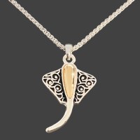 Silver and Gold Toned Stingray Necklace