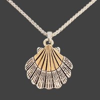 Silver and Gold Toned Scallop Shell Necklace