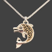 Silver and Gold Toned Dolphin Necklace