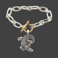 Silver and Gold Toned Alligator Toggle Bracelet
