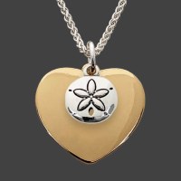 Silver and Gold Toned Sand Dollar Heart Necklace