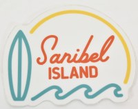 "Sanibel Island" Waves and Surfboard Sticker