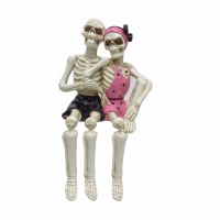 5" Beach Skeleton Couple Sitter Statue