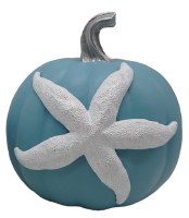 10" White Starfish on a Blue Polyresin Pumpkin