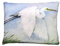 19" x 24" White Egret Flying Decorative Pillow