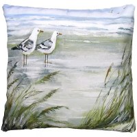 18" Sq Seagulls on the Beach Decorative Pillow