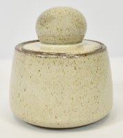 5" Beige Speckled Ceramic Jar With a Lid