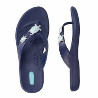 Size Medium Blue Theresa Sea Turtle Flip Flops