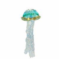 Blue and Gold Jellyfish Glass Ornament