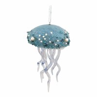 Blue Beaded Jellyfish Glass Ornament