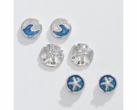 Set of Three Silver Toned and Blue Sea Life Earrings