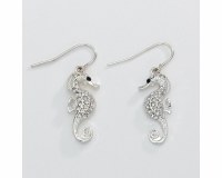 Silver Toned Bling Seahorse Earrings