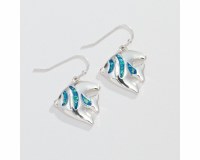 Silver Toned and Blue Angelfish Earrings