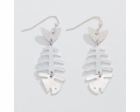 Silver Toned Bonefish Earrings