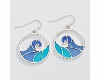 Silver Toned and Two Toned Blue Waves Earrings