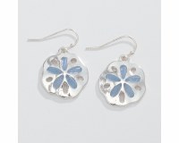 Silver Toned and Light Blue Sand Dollar Earrings