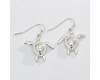 Silver Toned Sea Turtle Earrings