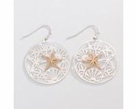 Silver and Gold Toned Starfish Cutout Earrings
