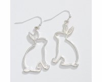 Silver Toned Bunny Outline Earrings